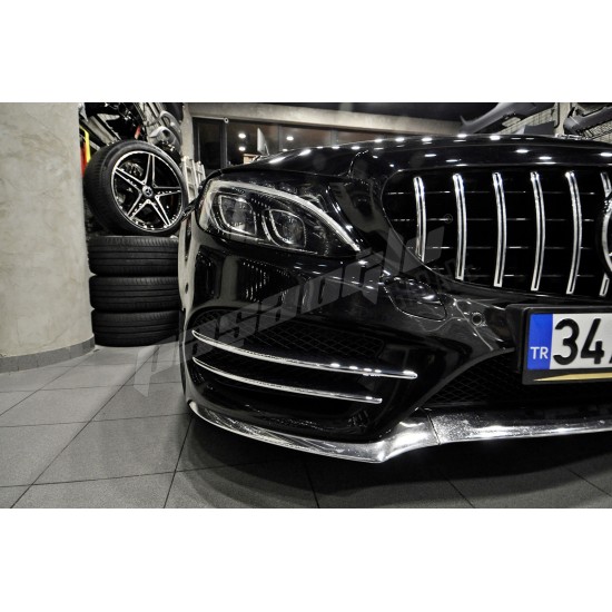 Mercedes Benz W205 C Serisi Krom Ön Tampon Sis Kaplama Kaşları 2015-2018
