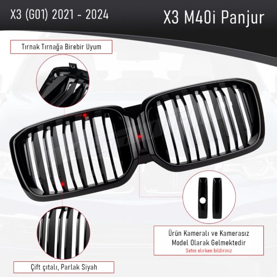 BMW G01 X3 LCI Shadowline Siyah Ön Panjur 2021 - 2024