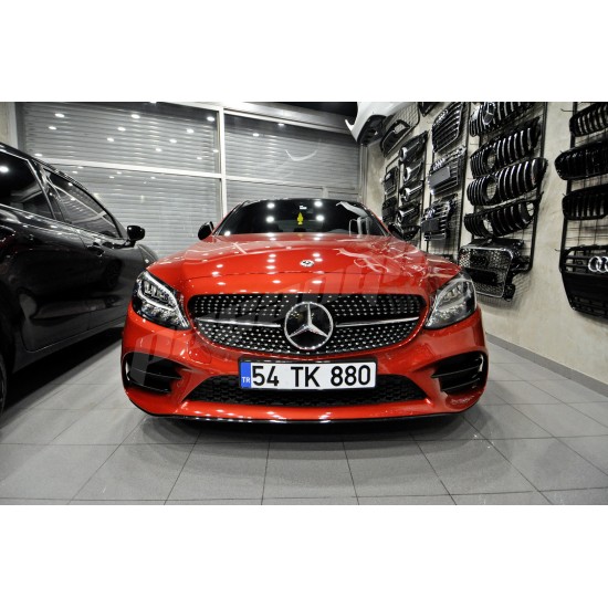 Mercedes Benz - W205 C Serisi 4 Parça Ön Tampon SİYAH Sis Çerçeve Kaşları 2019 - 2021