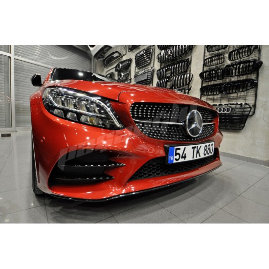 Mercedes Benz - W205 C Serisi 4 Parça Ön Tampon SİYAH Sis Çerçeve Kaşları 2019 - 2021