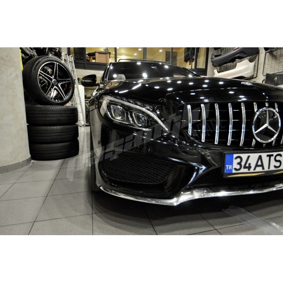 Mercedes Benz W205 C Serisi Krom Ön Tampon Sis Kaplama Kaşları 2015-2018