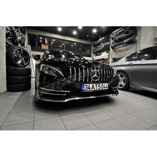 Mercedes Benz W205 C Serisi Krom Ön Tampon Sis Kaplama Kaşları 2015-2018