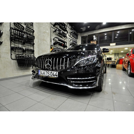 Mercedes Benz W205 C Serisi Krom Ön Tampon Sis Kaplama Kaşları 2015-2018
