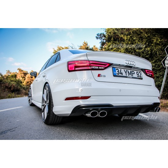 Audi - A3 8V Sedan S Line Tampon Uyumlu S3 Difüzör 2016-2020